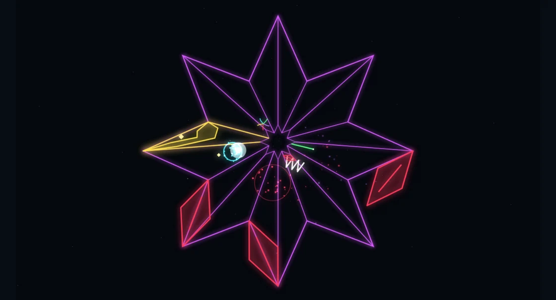 Actual Rimfire gameplay: a purple star-shaped tube, the claw firing down a lane while flippers reach the rim.